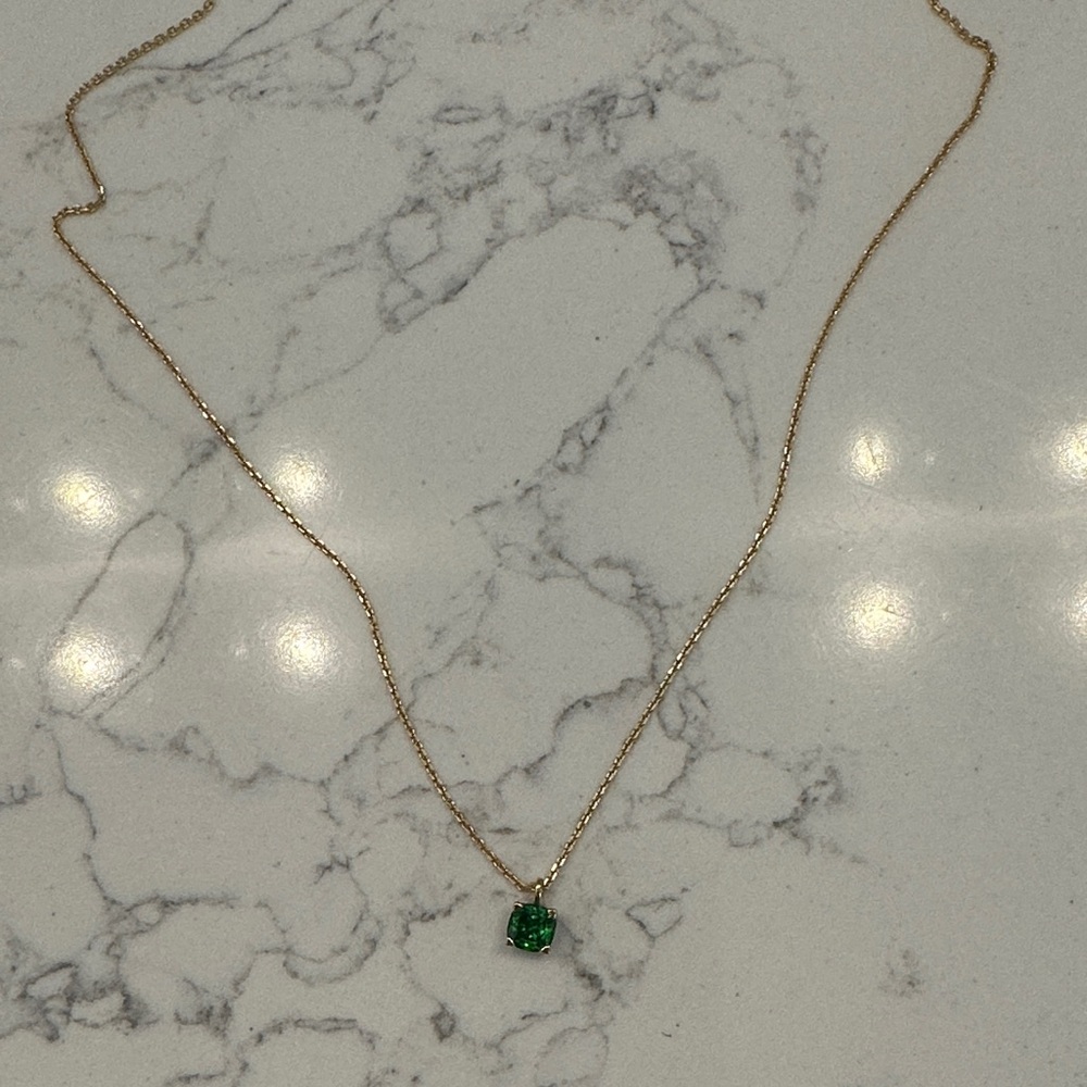 Kate Spade Gold Necklace with Green Charm